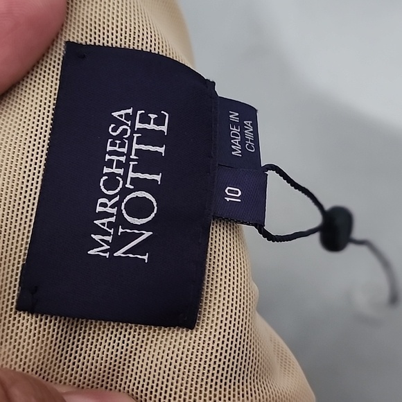 Marchesa Notte Women's Blue Strapless Floral Tea Length Gown Size 10 - Picture 15 of 16